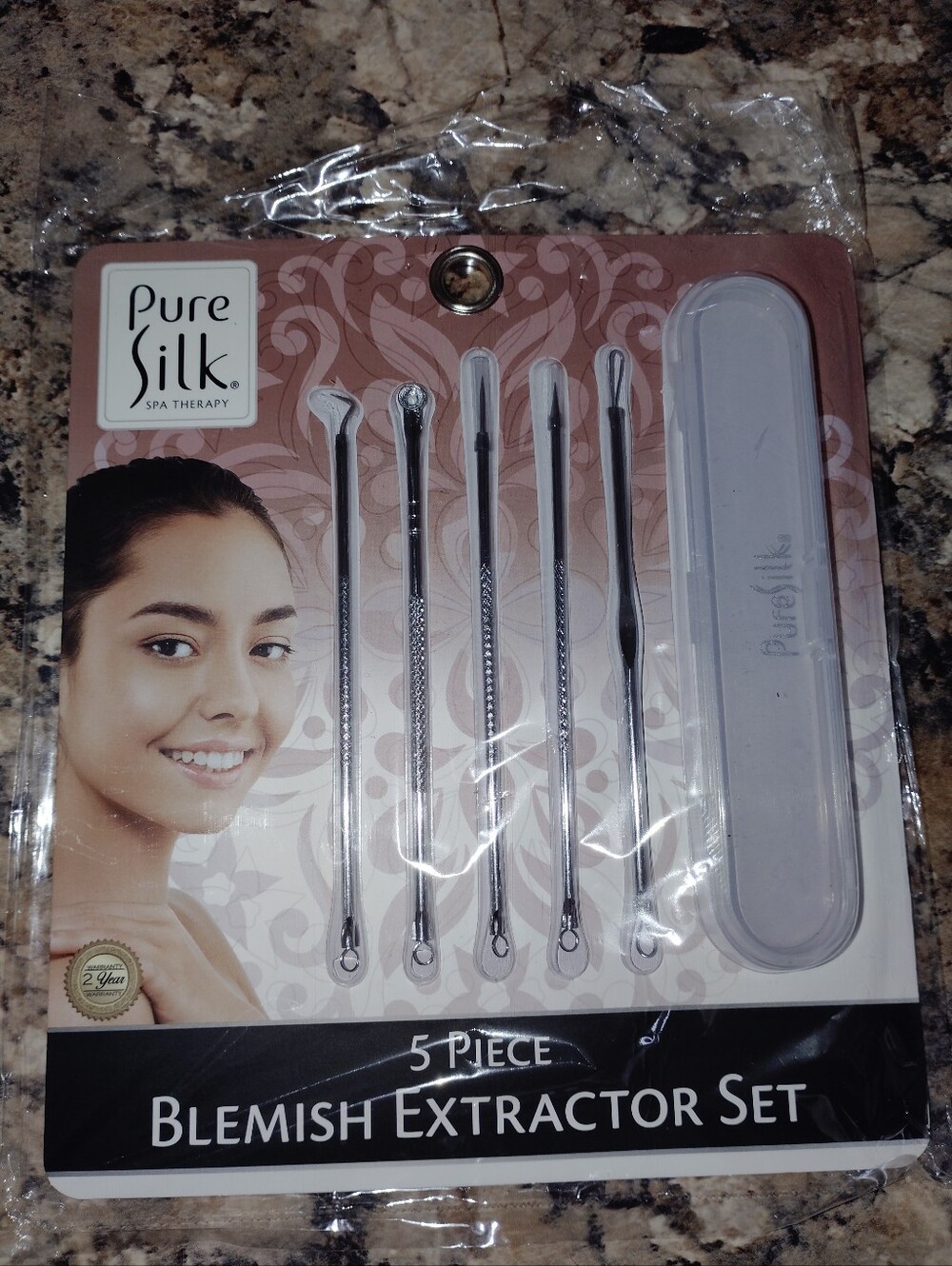 5-Piece Blemish Extractor Set - Silver With Case New